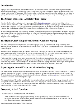 Exploring the globe of Nicotine-Free Vaping: A Pattern on the Rise