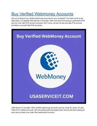 Buy Verified Webmoney Accounts Secure Your Transactions