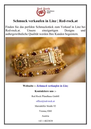 Schmuck verkaufen in Linz  Red-rock.at