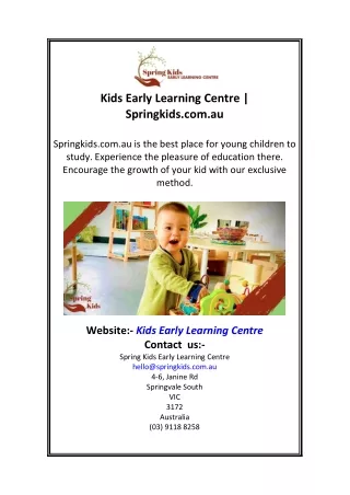 Kids Early Learning Centre | Springkids.com.au