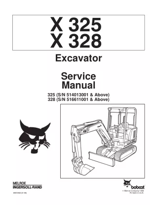 BOBCAT 325 COMPACT EXCAVATOR Service Repair Manual Instant Download (SN 514013001 & Above)