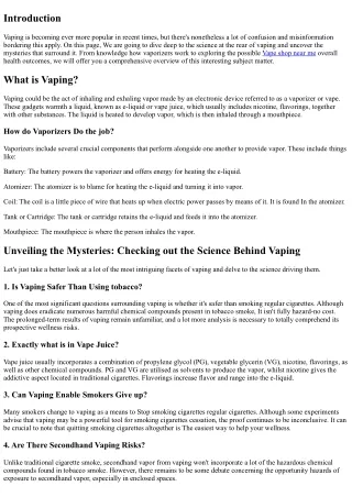 Unveiling the Mysteries: Discovering the Science Behind Vaping