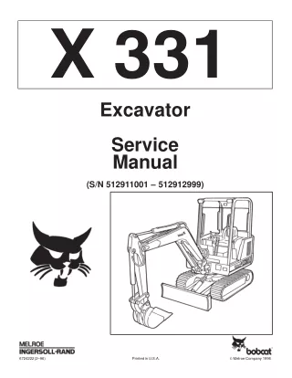 BOBCAT 331 COMPACT EXCAVATOR Service Repair Manual Instant Download (SN 512911001-512912999)