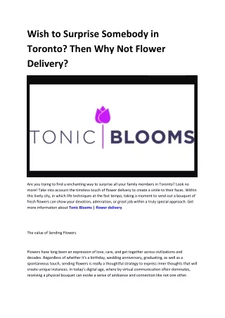 Tonic Blooms | Toronto flower delivery