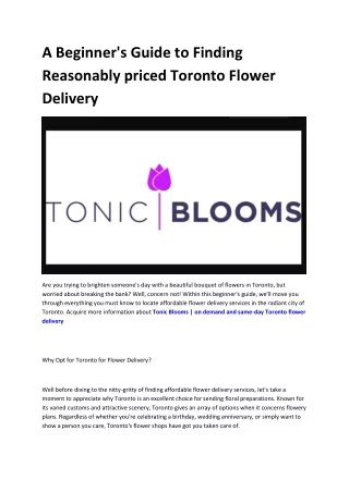 Tonic Blooms | flower delivery