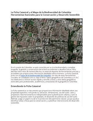 La Ficha Catastral y el Mapa de la Biodiversidad de Colombia: Herramientas Esenc