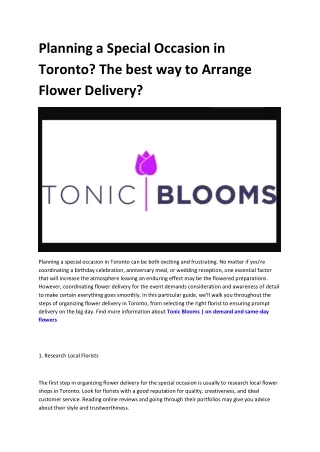 Tonic Blooms | Toronto flower delivery