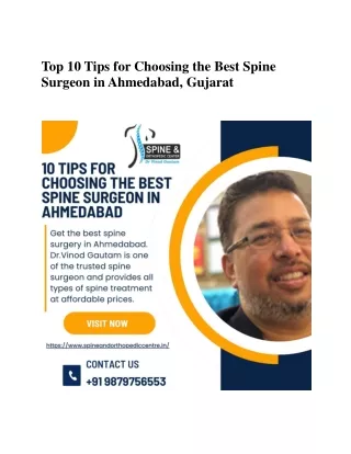 Top 10 Tips for Choosing the Best Spine Surgeon in Ahmedabad