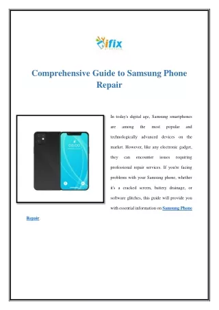 Comprehensive Guide to Samsung Phone Repair