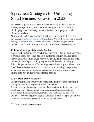 5 practical Strategies for Unlocking Small Business Growth in 2023