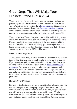 Great Steps That Will Make Your Business Stand Out in 2024