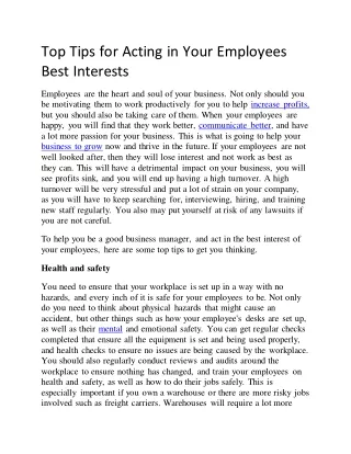 Top Tips for Acting in Your Employees Best Interests