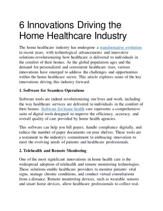 6 Innovations Driving the Home Healthcare Industry