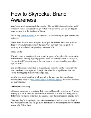 How to Skyrocket Brand Awareness