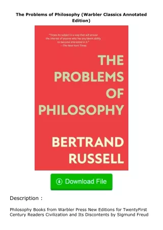 ✔️download⚡️ (pdf) The Problems of Philosophy (Warbler Classics Annotated Edit