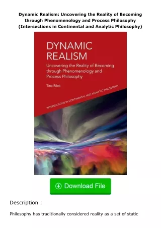 free read (✔️pdf❤️) Dynamic Realism: Uncovering the Reality of Becoming throug