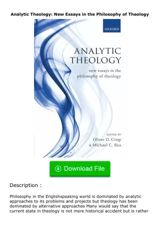 (❤️pdf)full✔download Analytic Theology: New Essays in the Philosophy of Theolo