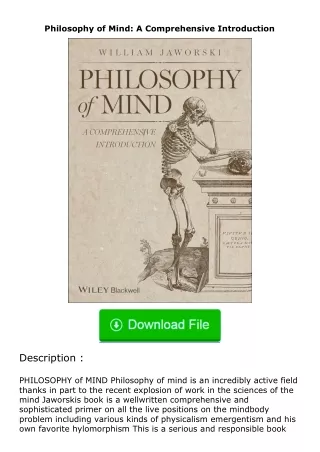 download⚡[PDF]❤ Philosophy of Mind: A Comprehensive Introduction