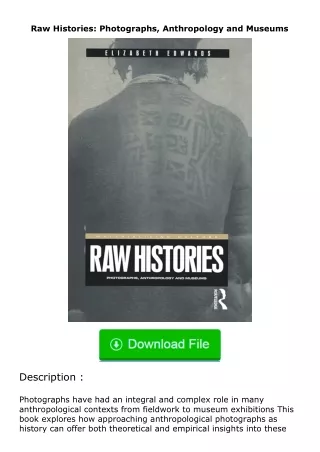 download⚡️ free (✔️pdf✔️) Raw Histories: Photographs, Anthropology and Museums