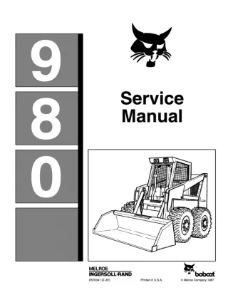 BOBCAT 980 SKID STEER LOADER Service Repair Manual Instant Download