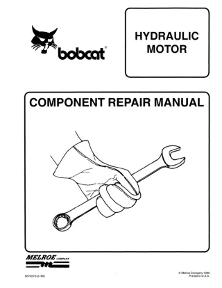 Bobcat 1600 Hydrostatic Motor Component Service Repair Manual Instant Download 12313 & Above