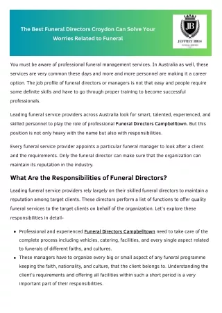 The Best Funeral Directors Croydon Can Solve Your Worries Related to Funeral