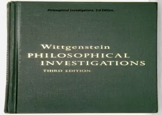 get✔️[PDF] Download⚡️ Philosophical Investigations. 3rd Edition.