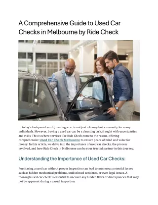 A Comprehensive Guide to Used Car Checks in Melbourne by Ride Check