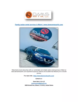 Family sedan rental services in Miami | www.damsrentacarllc.com