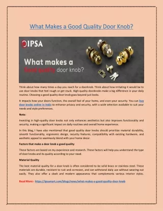 What Makes a Good Quality Door Knob?