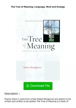 (❤️pdf)full✔download The Tree of Meaning: Language, Mind and Ecology