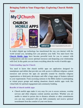 Church Mobile Apps