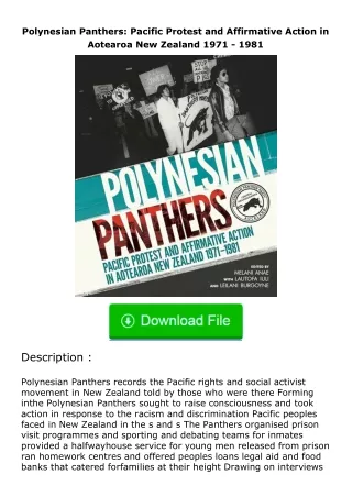 Download⚡ Polynesian Panthers: Pacific Protest and Affirmative Action in Aotea