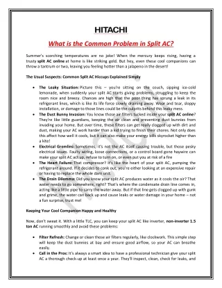 What is the Common Problem in Split AC?