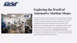 Exploring the World of Automotive Machine Shops