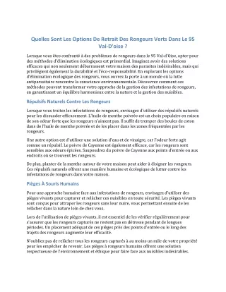 Quelles Sont Les Options De Retrait Des Rongeurs Verts Dans Le 95  Val-D'oise
