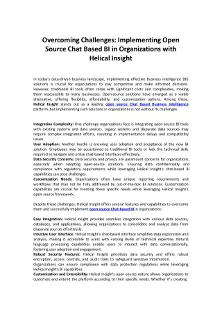 Implementing Open Source Chat Based BI with Helical Insight