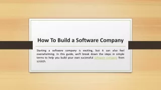 How To Build a Software Company