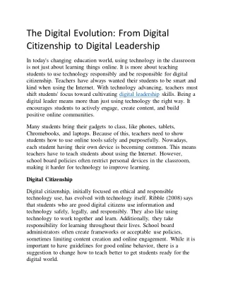 The Digital Evolution: From Digital Citizenship to Digital Leadership