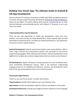 Building Your Dream App: The Ultimate Guide to Android & iOS App Development
