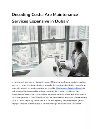 Decoding Costs_ Are Maintenance Services Expensive in Dubai_