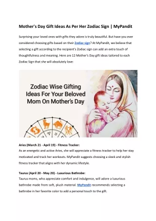 Mother's Day Gift Ideas As Per Her Zodiac Sign _ MyPandit