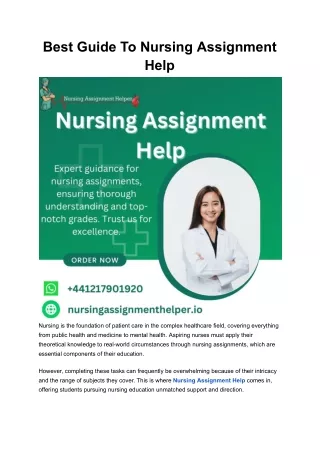 Best Guide To Nursing Assignment Help