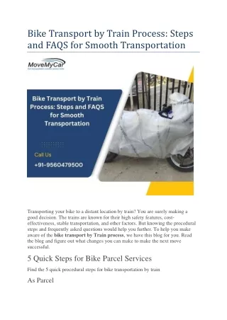 Bike Transport by Train Process: Steps and FAQS for Smooth Transportation