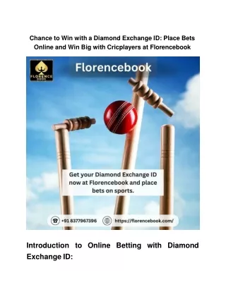 Chance to Win with a Diamond Exchange ID: Place Bets Online and Win Big