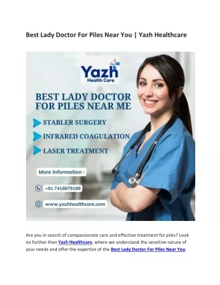 Best Lady Doctor For Piles Near You | Yazh Healthcare