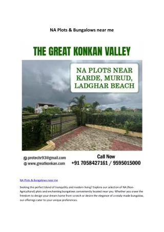 NA Plots & Bungalows near me