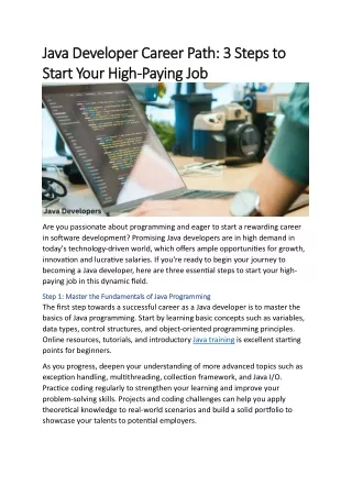 Java Developer Career Path 3 Steps to Start Your High-Paying Business