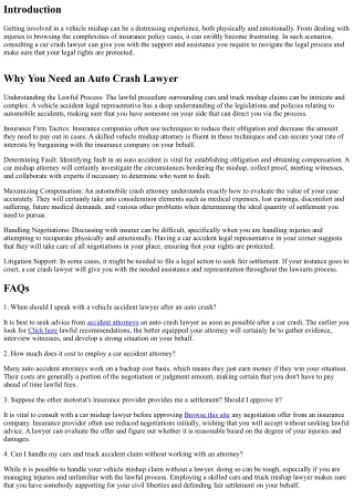 When to Speak With a Car Mishap Lawyer for Your Injury Insurance claim