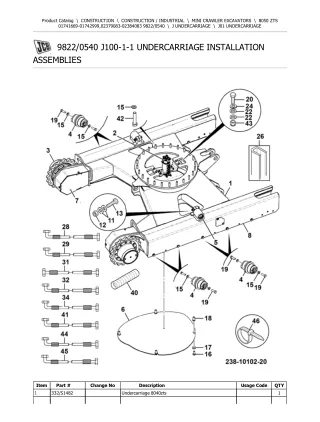 JCB 8050 ZTS Mini Crawler Excavator Parts Catalogue Manual (Serial Number 01741669-01742999)